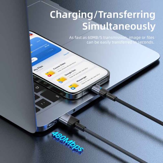 Vyvylabs Superb Series Fast Charging Cable USB to Type-C 3A 1M Dark Gray- VCJLUL-GY